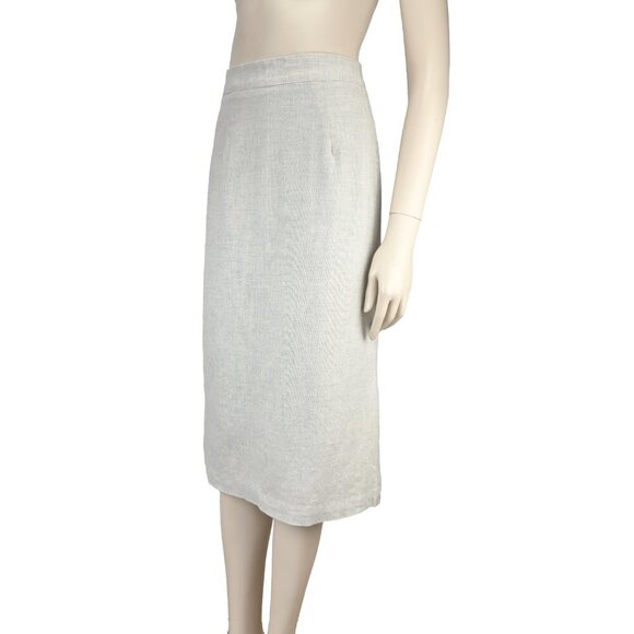 FRANK & OAK Cotton Linen Midi Office Minimalist Academia Pale Gray Skirt s XS - Picture 3 of 9